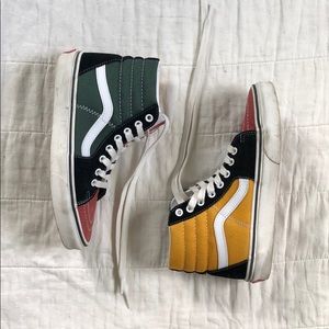 Green Yellow and Coral VANS High Tops